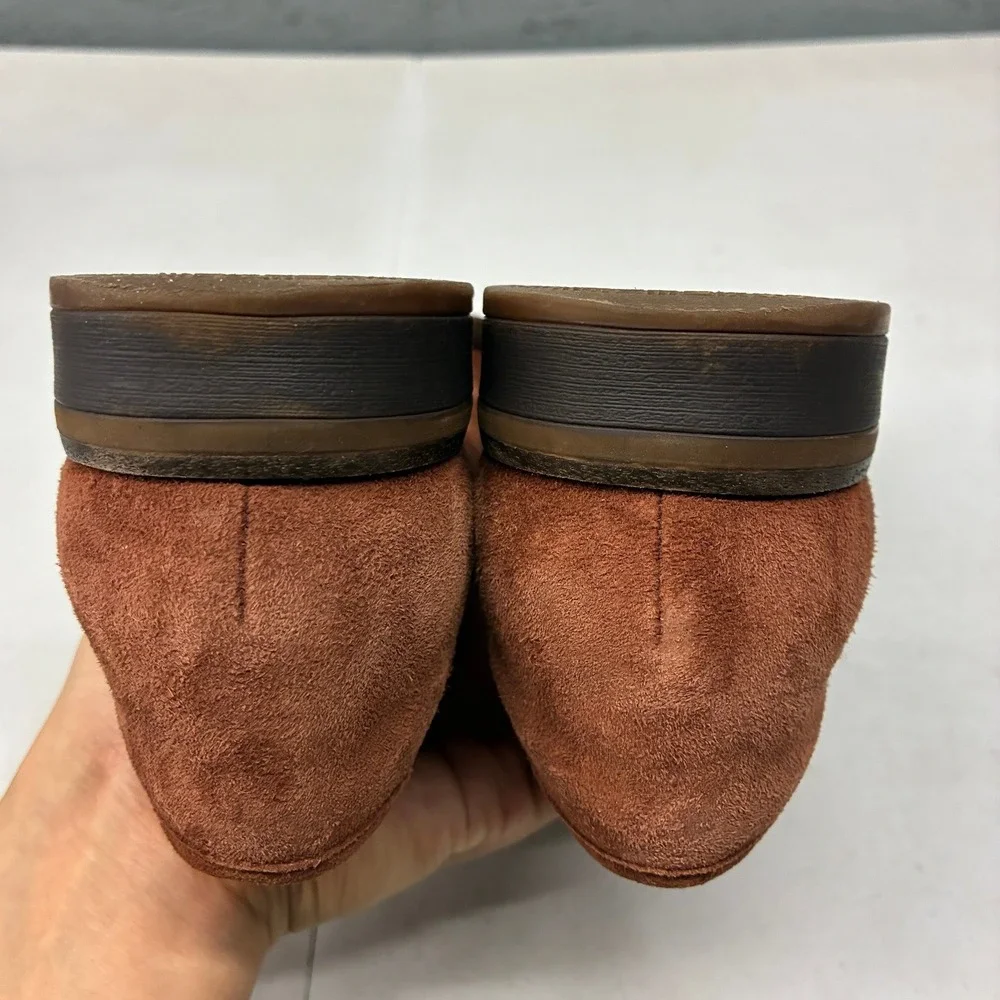 Clarks Suede Penny Loafer Shoes Womens Size 8.5 Brown Comfort Slip On Casual